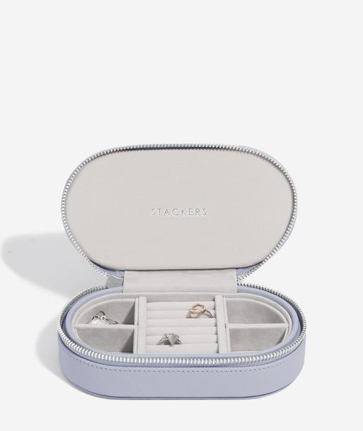 Lavender Oval Zipped Travel Jewellery Box