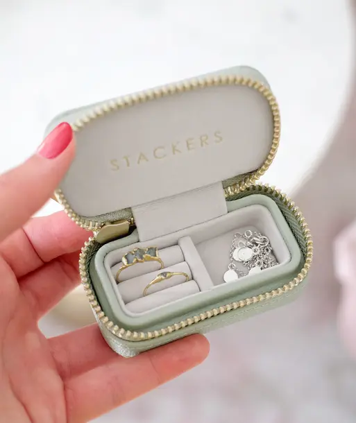 Sage Green Petite Zipped Jewellery Box