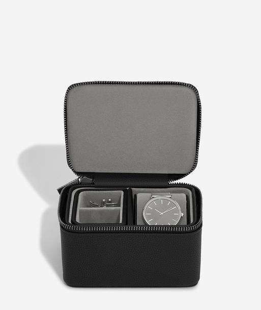 Pebble Black Watch & Cufflink Box