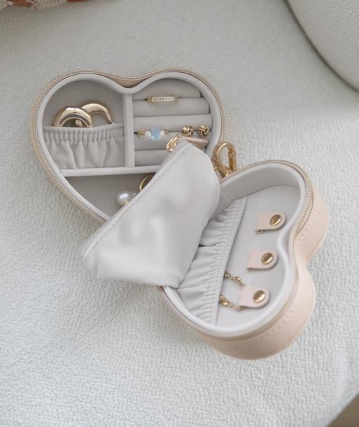 Blush Raffia Heart Jewellery Box