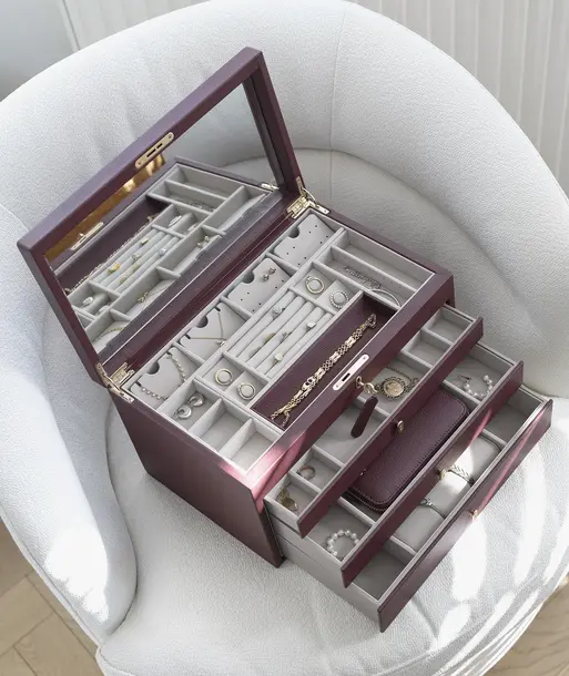 Burgundy Large Luxury Jewellery Box