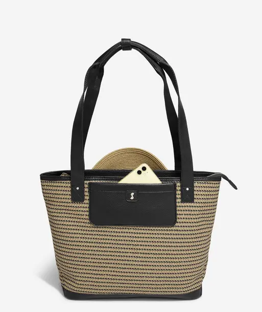 Black Raffia Tote Bag