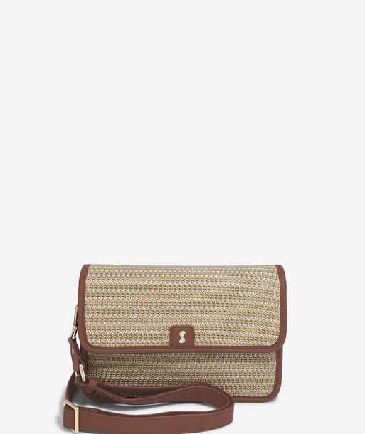 Tan Raffia Crossbody Bag