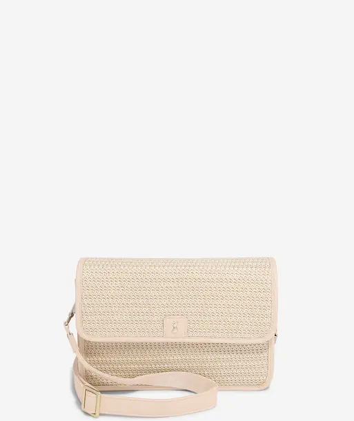 Blush Raffia Crossbody Bag