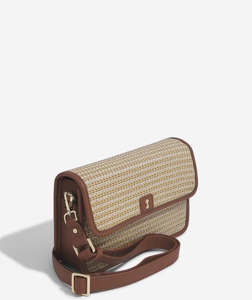 Tan Raffia Crossbody Bag