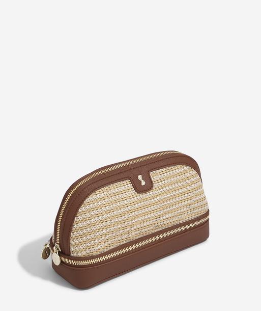 Tan Raffia Cosmetic Bag