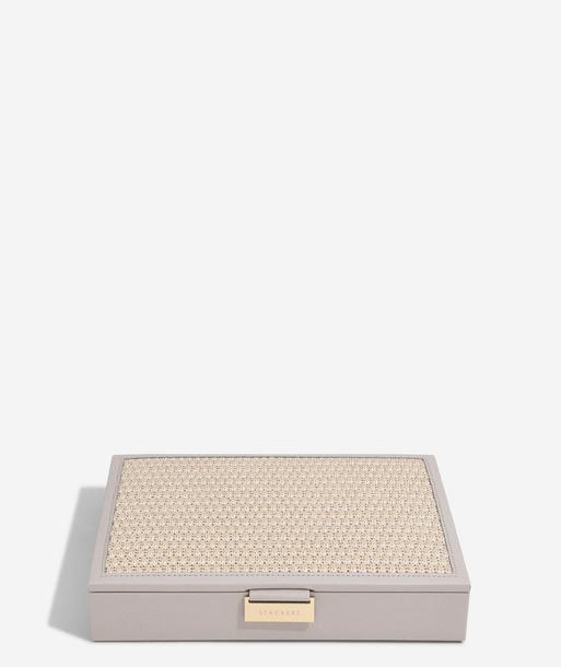 Taupe Raffia Classic Jewellery Box Lid