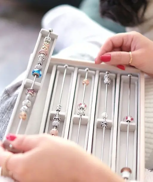 Long Grey Velvet Charm Bar