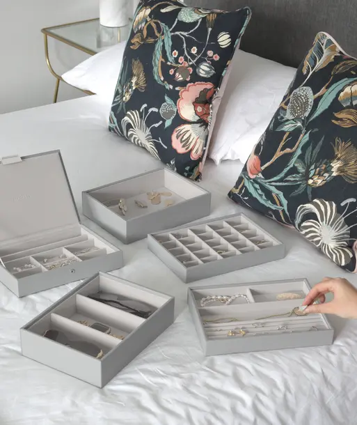 Pebble Grey Classic Jewellery Box Set of 5