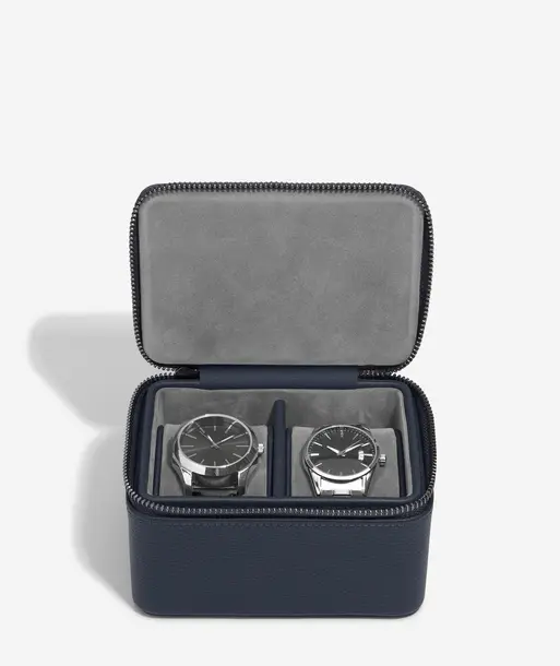 Navy Blue Large Zipped Travel Watch Box