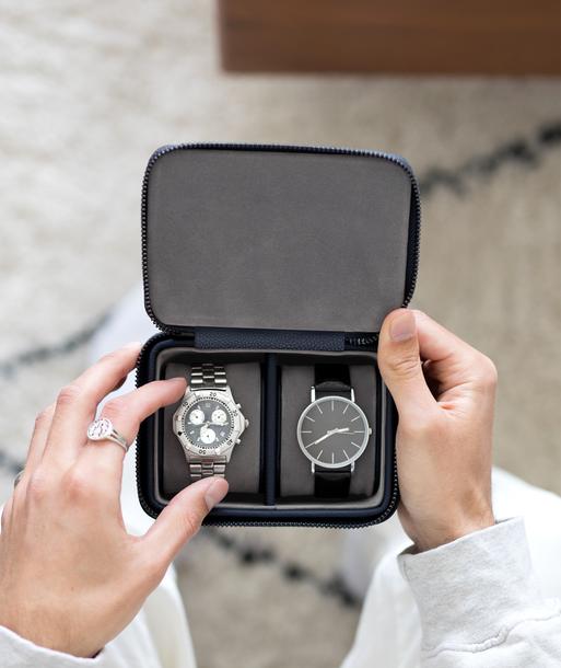 Navy Blue Large Zipped Travel Watch Box