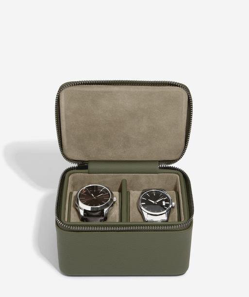 Olive Green Large Zipped Travel Watch Box