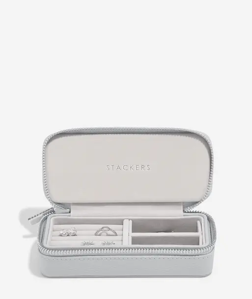 Pebble Grey Medium Zipped Travel Jewellery Box