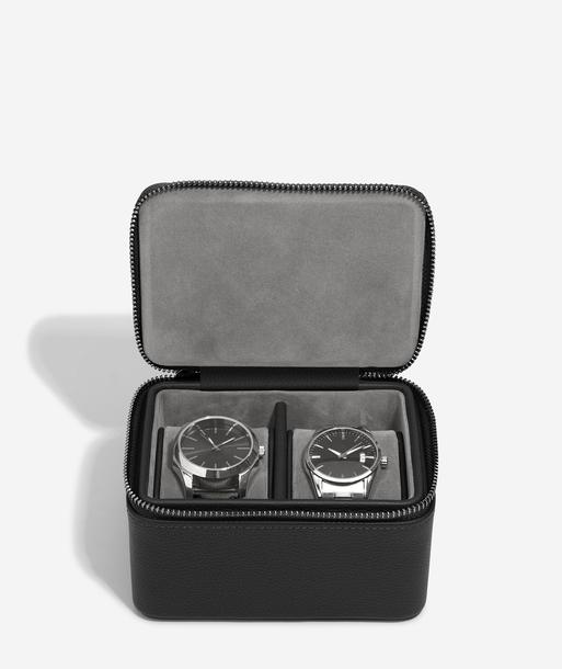 Black Pebble Large Zipped Watch Box