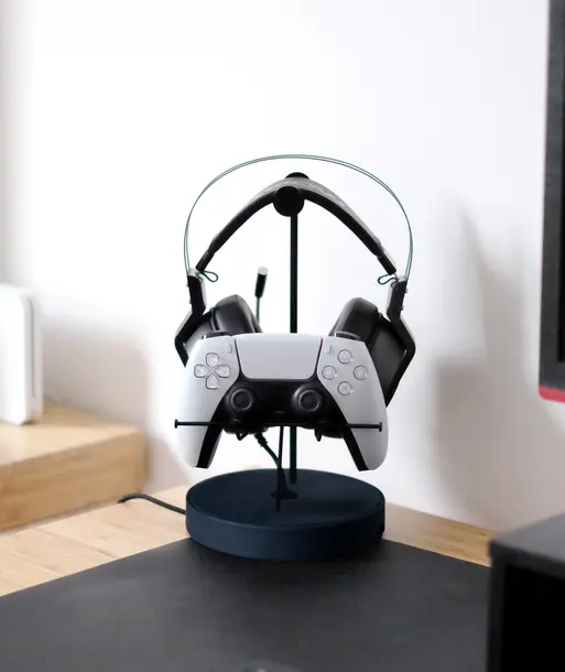 Navy Gaming Controller & Headphone Stand