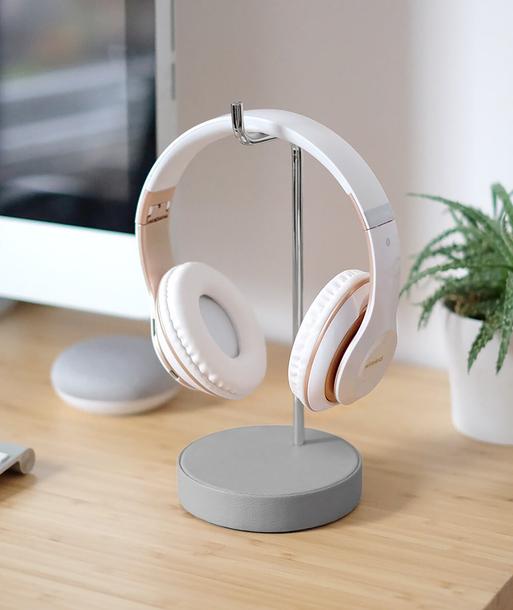 Pebble Grey & Chrome Headphone Stand