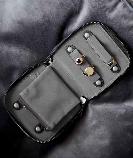 Pebble Black Compact Jewellery Roll