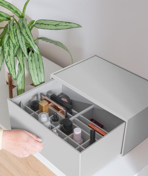 Pebble Grey Supersize Makeup Deep Drawer