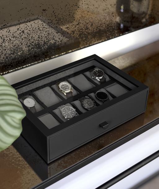 Pebble Black 10 Piece Watch Drawer