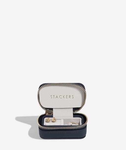 Navy Blue Petite Zipped Travel Jewellery Box