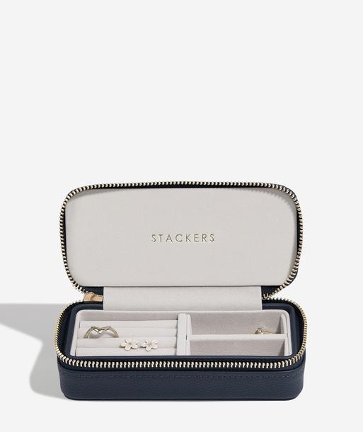 Navy Blue Medium Zipped Travel Jewellery Box