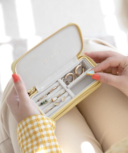 Butter Yellow Medium Zipped Travel Jewellery Box