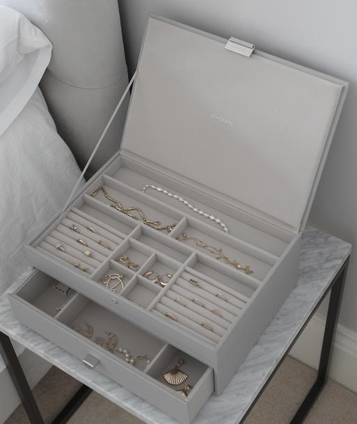 Pebble Grey Supersize Jewellery Box 1-Drawer Set