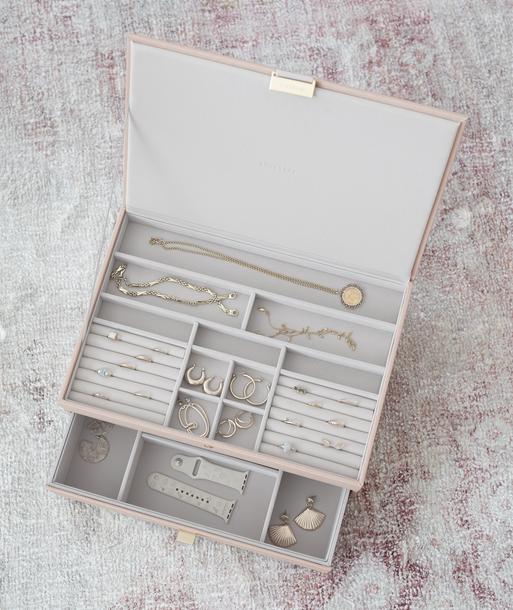 Blush Pink & Champagne Gold Supersize Jewellery Box 1-Drawer Set