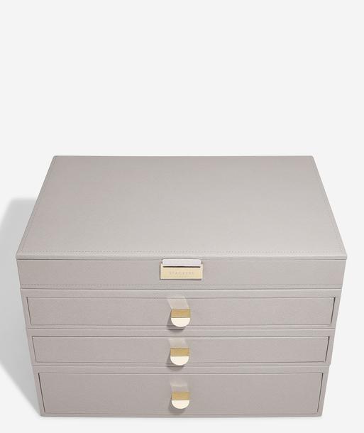 Taupe Supersize Jewellery Box 3-Drawer Set