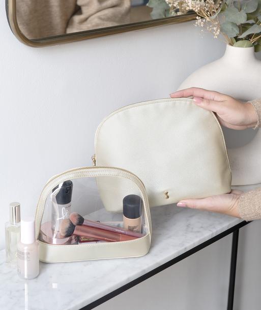 Limited Edition Metallic Pearl Nested Cosmetic Bag Set of 2
