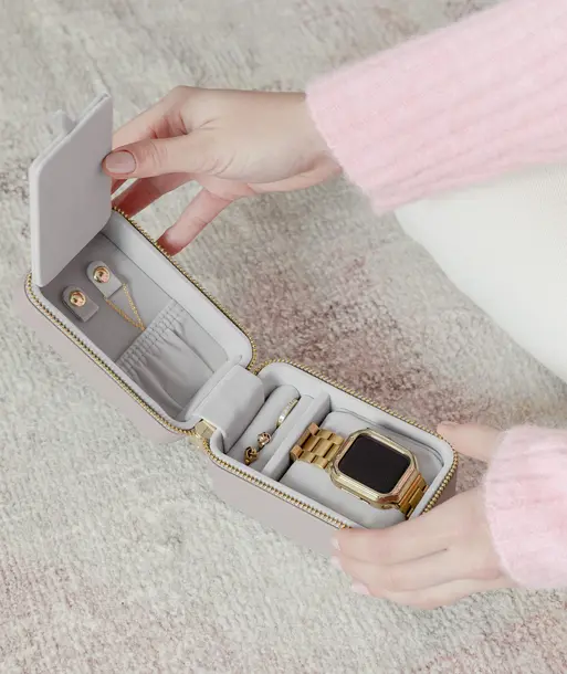 Taupe Travel Jewellery & Watch Box