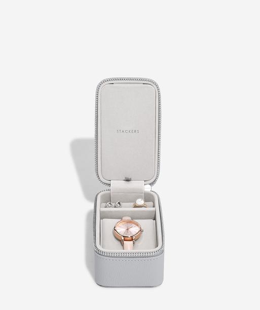 Pebble Grey Travel Jewellery & Watch Box