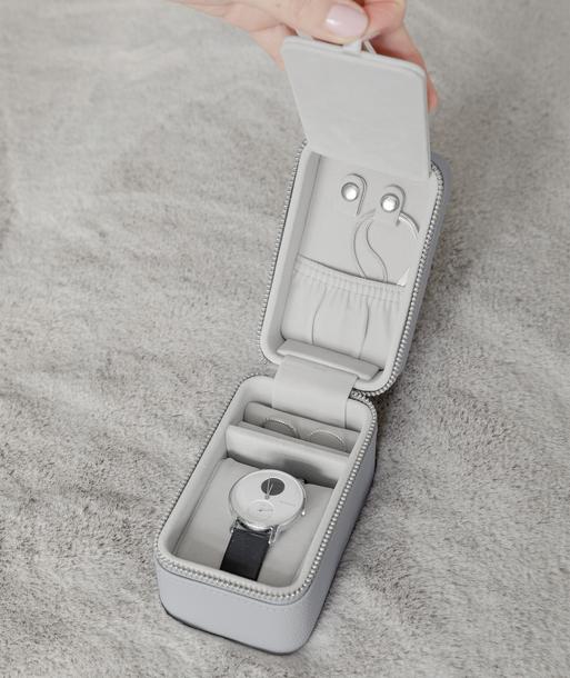Pebble Grey Travel Jewellery & Watch Box