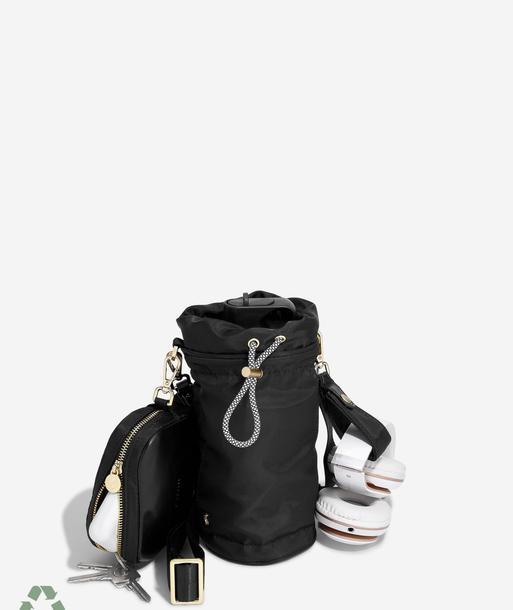 Recycled Nylon Black Bottle Bag