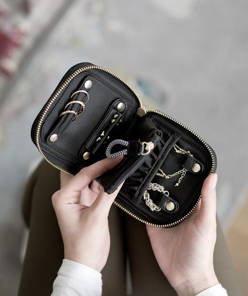 Recycled Nylon Black Compact Jewellery Roll