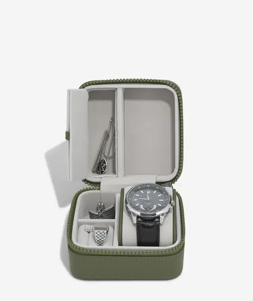 Green Canvas Watch & Jewellery Box