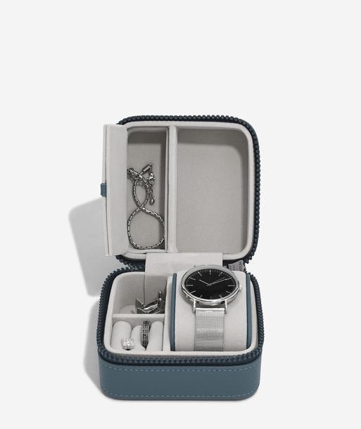 Blue Canvas Watch & Jewellery Box