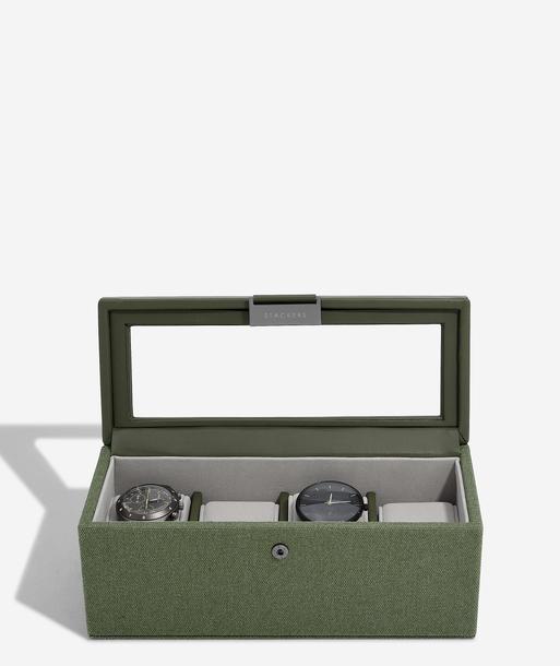 Green Canvas 4 Piece Watch Box