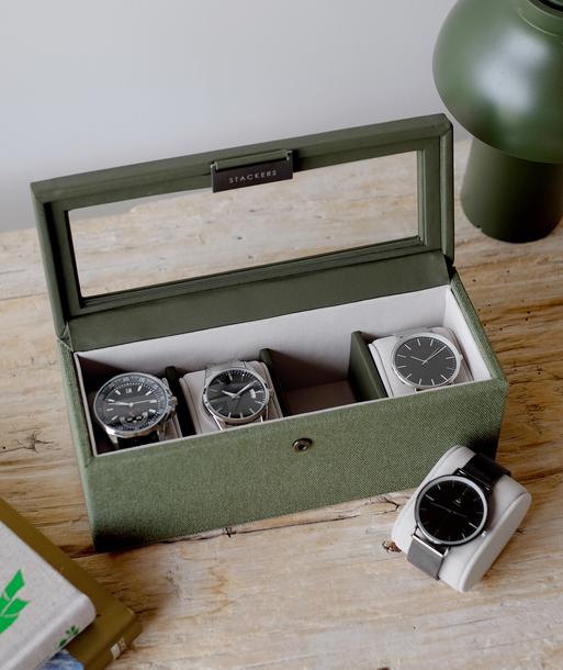 Green Canvas 4 Piece Watch Box