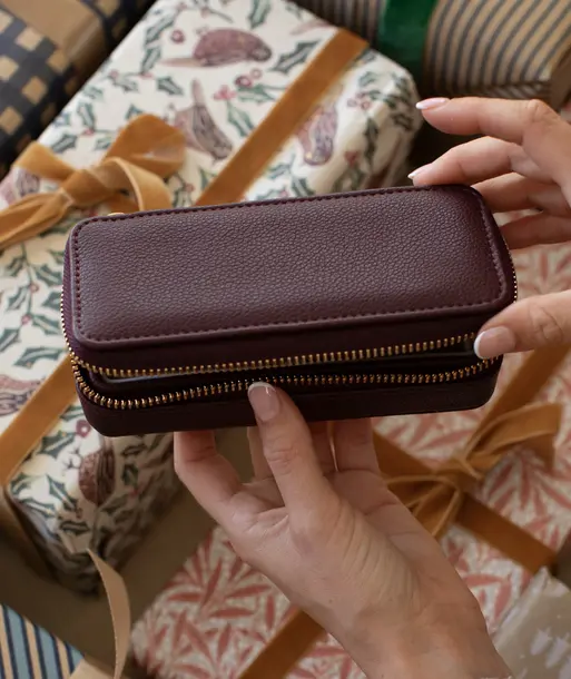 Burgundy Medium Travel Jewellery box