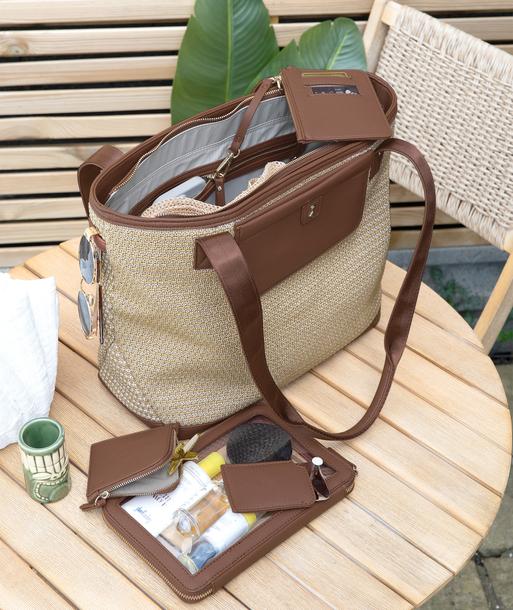Tan Raffia Tote Bag
