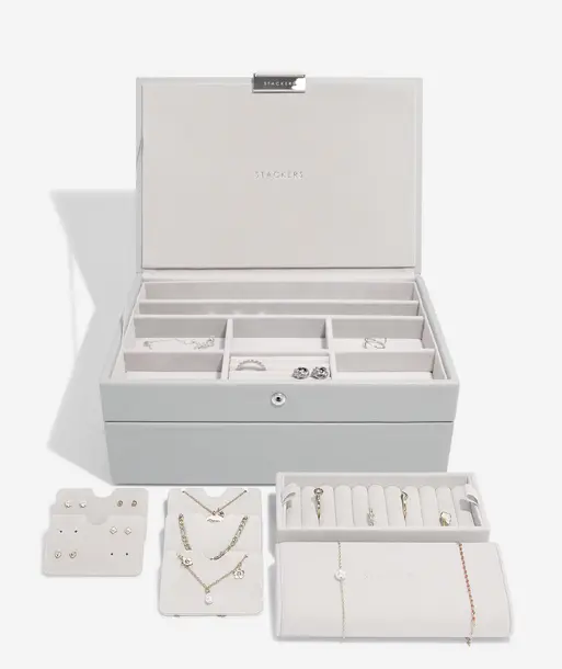 Pebble Grey Classic Jewellery Box Set of 2 With Accessories