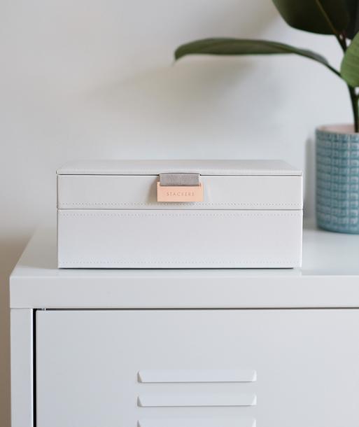 White & Rose Gold Classic Jewellery Box Set of 2 With Accessories