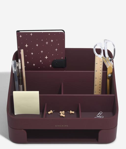 Garnet Red Desk Organiser Set