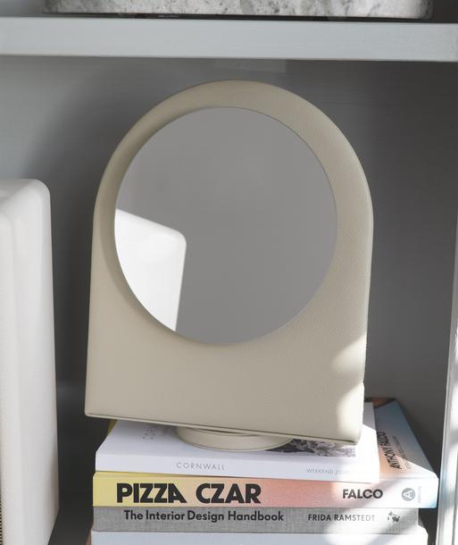 Oatmeal & Linen Rotating Hair Accessory Organiser With Mirror