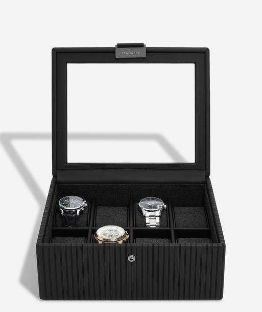 Black Fluted 8 Piece Watch Box