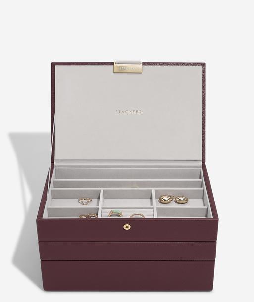 Burgundy Classic Jewellery Box Set of 3