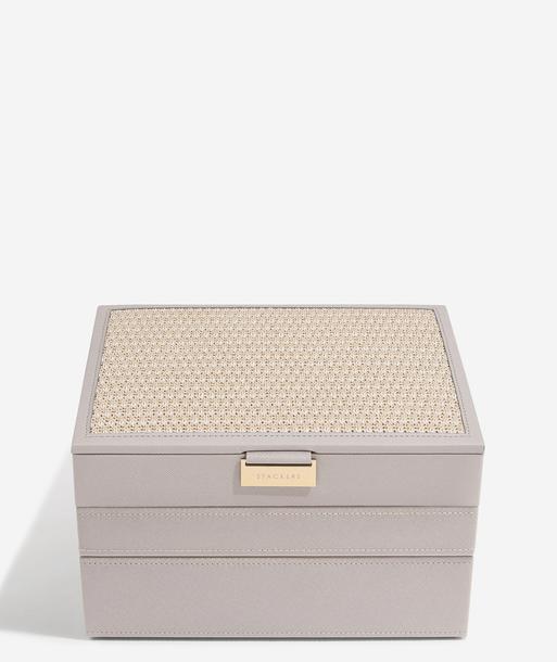Taupe Raffia Classic Jewellery Box Set of 3