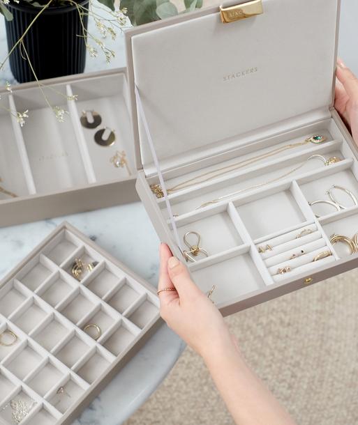 Taupe Raffia Classic Jewellery Box Set of 3