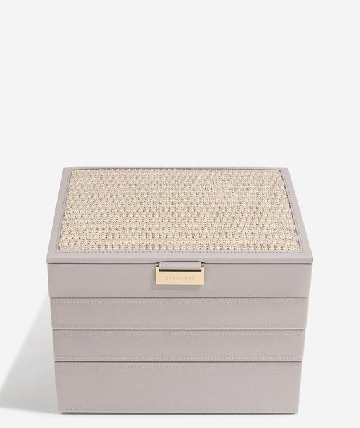 Taupe Raffia Classic Jewellery Box Set of 4